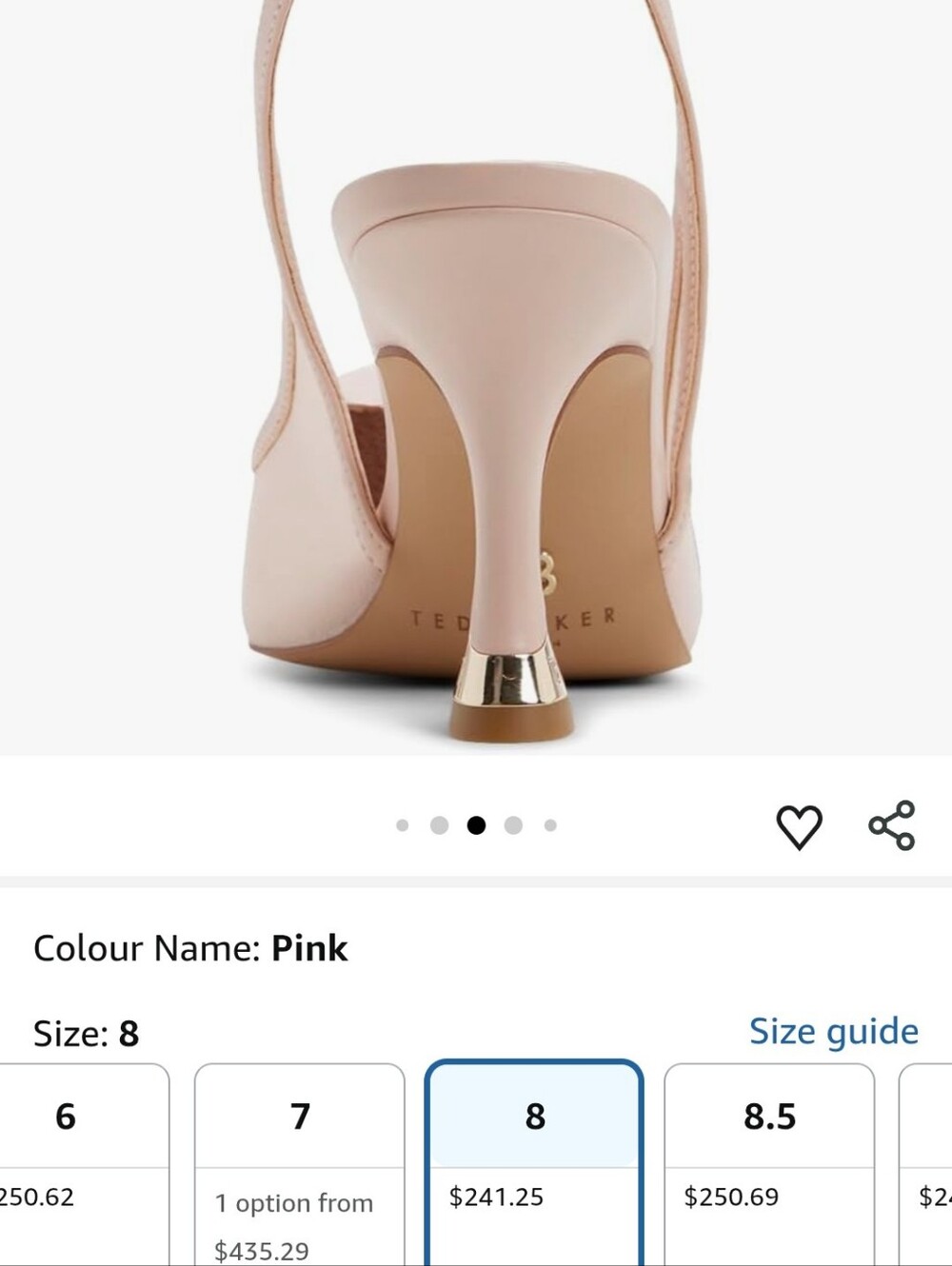 Ted Baker London Blush Pink Slingback Heels with Bow and Pearl - Picture 4 of 12